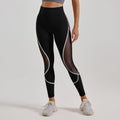 Color Blocked Mesh High Waisted and Hip Lifting Yoga Pants