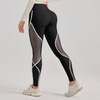 Color Blocked Mesh High Waisted and Hip Lifting Yoga Pants