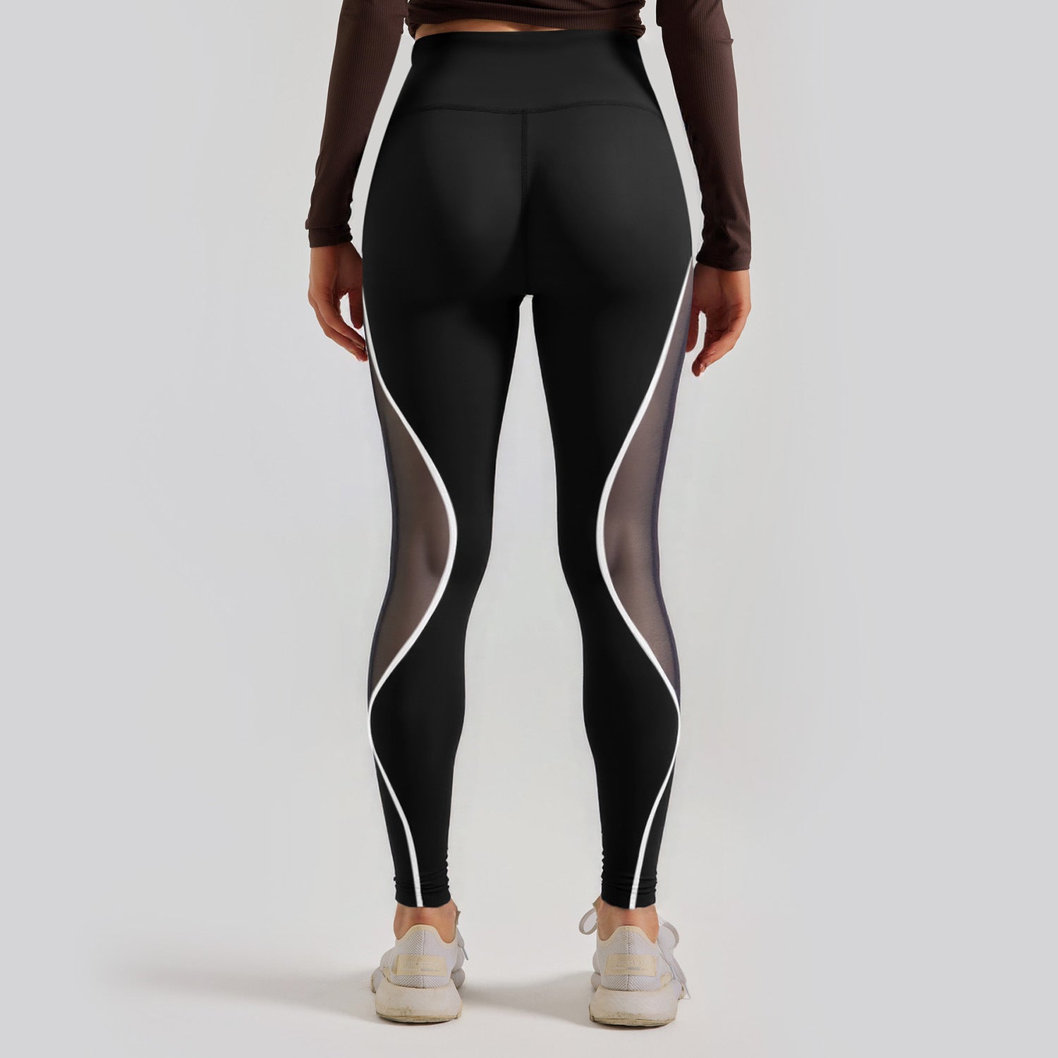 Color Blocked Mesh High Waisted and Hip Lifting Yoga Pants