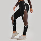 Color Blocked Mesh High Waisted and Hip Lifting Yoga Pants